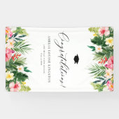 Waterverf Tropisch Afstuderen gefeliciteerd Spandoek (Horizontaal)