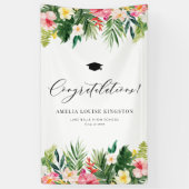 Waterverf Tropisch Afstuderen gefeliciteerd Spandoek (Verticaal)