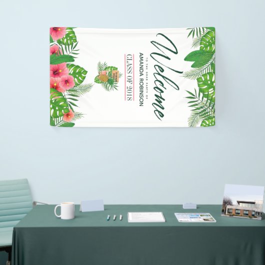 Waterverf tropisch Afstuderen Luau Welkom Spandoek (Beurs)