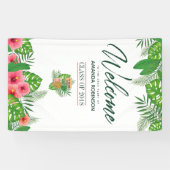 Waterverf tropisch Afstuderen Luau Welkom Spandoek (Horizontaal)