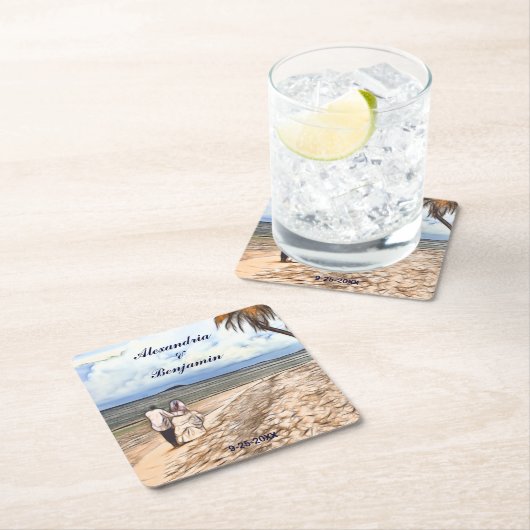 Waterverf Tropisch Beach Weddenschap Summer Kartonnen Onderzetters (Insitu)