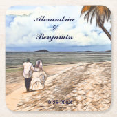 Waterverf Tropisch Beach Weddenschap Summer Kartonnen Onderzetters (Voorkant)