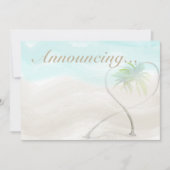 Waterverf Tropisch Beach Wedding Annouting Kaart (Voorkant)
