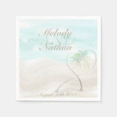 Waterverf Tropisch Beach Wedding Paper Napkins Servetten (Voorkant)