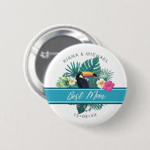 Waterverf Tropisch Beste Man ID577 Ronde Button 5,7 Cm (Voorkant /achterkant)