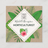 Waterverf tropisch blad gepersonaliseerd vierkante visitekaartje (Voorkant)