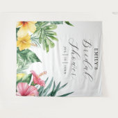 Waterverf Tropisch Bloem Bruidsdouche Achtergrond Wandkleed (Voorkant (horizontaal))