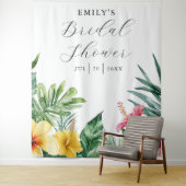 Waterverf Tropisch Bloem Bruidsdouche Achtergrond Wandkleed (In situ)