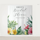 Waterverf Tropisch Bloem Bruidsdouche Achtergrond Wandkleed (Voorkant)