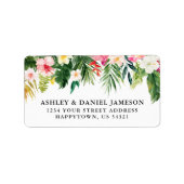 Waterverf Tropisch Bloemen Retouradres Etiket (Voorkant)
