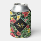 Waterverf Tropisch Bloemend Monogram Blikjeskoeler (Blikje Voorkant)