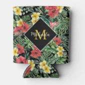 Waterverf Tropisch Bloemend Monogram Blikjeskoeler (Voorkant)