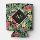 Waterverf Tropisch Bloemend Monogram Blikjeskoeler (Achterkant)