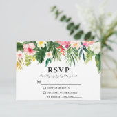 Waterverf Tropisch bloemengroen RSVP Kaartje (Staand voorkant)