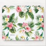 Waterverf Tropisch Bloempatroon Gepersonaliseerd Muismat<br><div class="desc">mousepad met waterverf hibiscus,  plumeria,  orchideeën,  palmbladeren,  bananenbladeren en split leaf philodendron. Dit is een typisch tropisch accent voor elke kantoor. Dit ontwerp is verkrijgbaar in verschillende producten. Soortgelijke design zijn ook beschikbaar.</div>