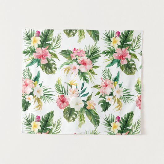 Waterverf Tropisch Bloempatroon Wandtapijt Wandkleed (Voorkant (horizontaal))