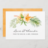 Waterverf Tropisch Bloemstrand Bruiloft Bedankkaart (Voorkant / Achterkant)