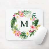 Waterverf tropisch botanisch baarmoedermonogram muismat (Met muis)