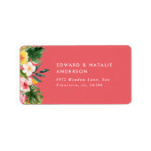 waterverf tropisch botanisch floranje roze etiket (Voorkant)