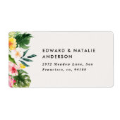 waterverf tropisch botanisch floranjekleurig etiket (Voorkant)