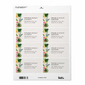 waterverf tropisch botanisch floranjekleurig etiket (Full Sheet)