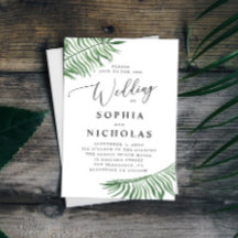 Waterverf tropisch botanisch huwelijk. Palmbladere