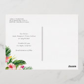 Waterverf Tropisch Botanisch Lijst Save the Date Folie Uitnodiging Briefkaart (Achterkant)