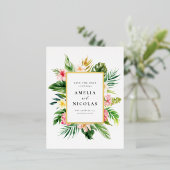 Waterverf Tropisch Botanisch Lijst Save the Date Folie Uitnodiging Briefkaart (Staand Voorkant)