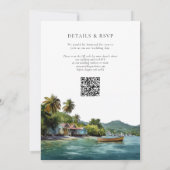 Waterverf Tropisch Caribisch QR Code Bruiloft Kaart (Achterkant)