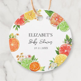 Waterverf Tropisch Citrus Baby shower Bedankjes Labels