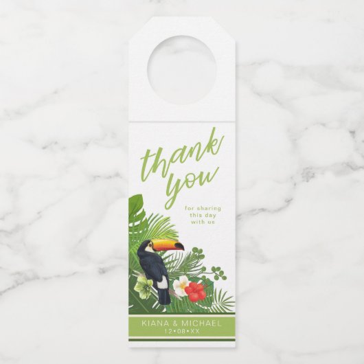 Waterverf Tropisch Dank u Groene ID577 Flessenhanger (Voorkant)