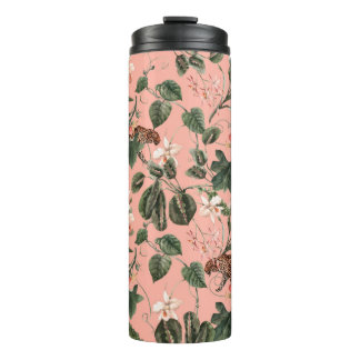 Waterverf tropisch exotisch patroon met orchidee,  thermosbeker