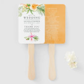 Waterverf Tropisch Floral Beach Wedding Programme Handwaaier (Voorkant en achterkant)