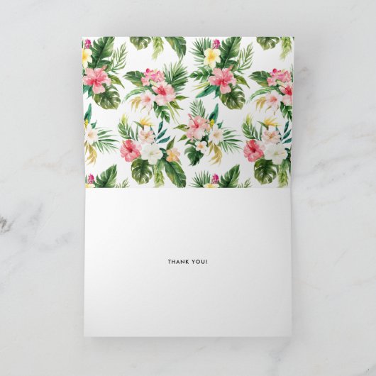 Waterverf Tropisch Floral Lijst Dank u wel Bedankkaart (Binnen)