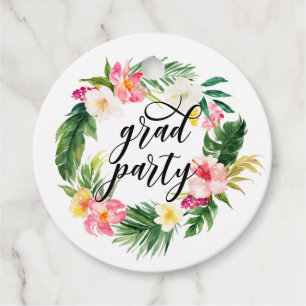 Waterverf Tropisch Floral Wreated Afstuderen Bedankjes Labels