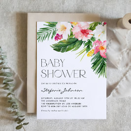 Waterverf Tropisch Flowers Summer Baby shower Kaart