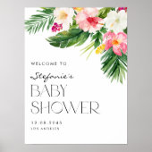 Waterverf Tropisch Flowers Summer Baby shower Poster (Voorkant)
