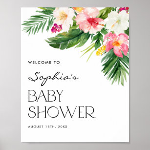 Waterverf Tropisch Flowers Summer Baby shower Poster