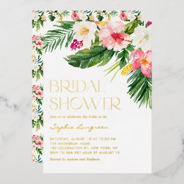 Waterverf Tropisch Flowers Summer Vrijgezellenfees Folie Uitnodiging