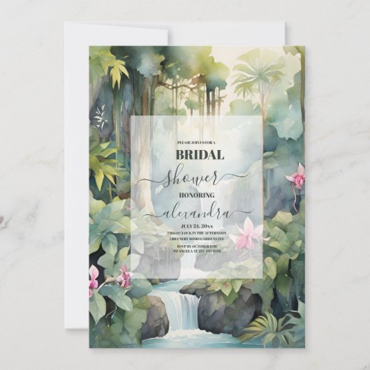 Waterverf Tropisch Flowers Summer Vrijgezellenfees Kaart (Voorkant)