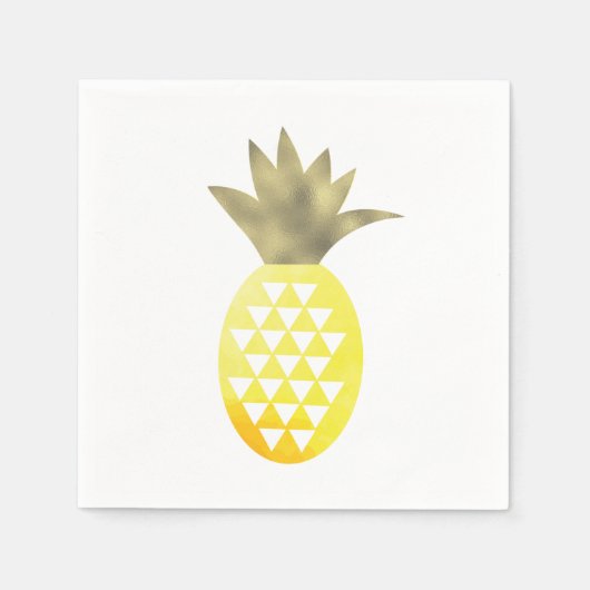 Waterverf Tropisch Folie Goud Ananas Servet (Voorkant)