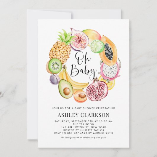 Waterverf Tropisch fruit zomerBaby shower Kaart (Voorkant)