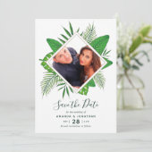 Waterverf tropisch gebladerte Bruiloft Save the Da Date (Staand voorkant)
