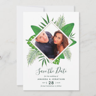Waterverf tropisch gebladerte Bruiloft Save the Da Date