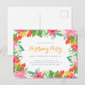 Waterverf Tropisch gebladerte Zomerverjaardagsfees Uitnodiging Briefkaart (Voorkant / Achterkant)