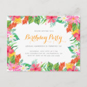Waterverf Tropisch gebladerte Zomerverjaardagsfees Uitnodiging Briefkaart (Voorkant)