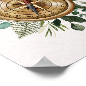 Waterverf Tropisch Groen Bladeren Natuur Kompas Poster (Hoek)