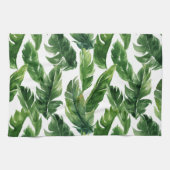Waterverf Tropisch groen Bladeren Patroon Theedoek (Horizontaal)