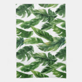 Waterverf Tropisch groen Bladeren Patroon Theedoek (Verticaal)
