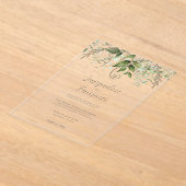 Waterverf Tropisch groen bruiloft Acryl Uitnodigingen (Laagn)